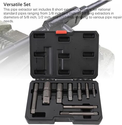 WALFRONT Pipe Extractor Set Broken Removal Tool Kit, 8 Short & 3 Long Extractors CrMo Material, for 1/8in-1in Pipes, with Sturdy Storage Box Repair Tools in Saudi Arabia