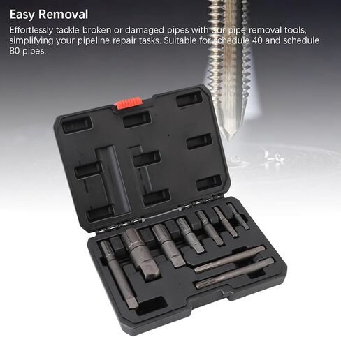 WALFRONT Pipe Extractor Set Broken Removal Tool Kit, 8 Short & 3 Long Extractors CrMo Material, for 1/8in-1in Pipes, with Sturdy Storage Box Repair Tools in Saudi Arabia
