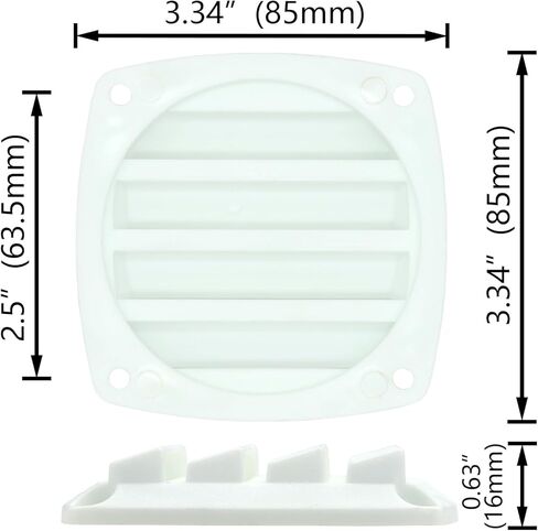 Nylon Louvered Thru Vent,Plastic White Flush Marine Boat Vent,Free Stainless Steel Screws(4 Pcs) in Kuwait