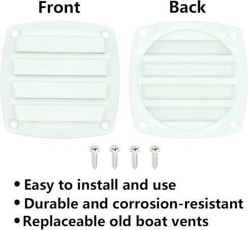 Nylon Louvered Thru Vent,Plastic White Flush Marine Boat Vent,Free Stainless Steel Screws(4 Pcs) in Kuwait