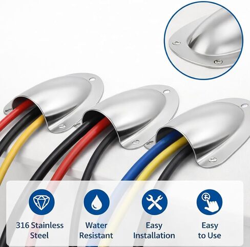 غطاء تنفيس أراموكس مارين صدفي، غطاء كابل سلك من الفولاذ المقاوم للصدأ للقوارب، 4.72 × 3.94 × 1.38 بوصة in Kuwait