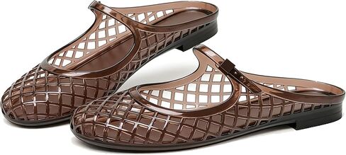 ClassicSter Jelly Mary Janes for Women Mesh Flats Clear Jellies Slide Closed Toe Slip On Mules Beach Buckle Strap Low Heel Sandals in Saudi Arabia