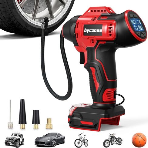 منفاخ الإطارات متوافق مع بطارية ميلووكي 18 فولت بحد أقصى، ضاغط هواء لاسلكي 160 رطل لكل بوصة مربعة مع محول سيارة 12 فولت تيار مستمر، مقياس ضغط رقمي LCD للسيارة والدراجة والكرة الرياضية (بدون بطارية) in Kuwait