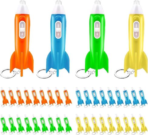 36 Pieces Mini Rocket Flashlight Keychain 4 Colors Kids Rocket Led Flashlight for Astronaut Themed Outer Space Party Favors Birthday Party in Saudi Arabia