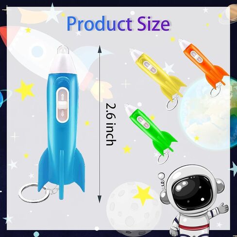 36 Pieces Mini Rocket Flashlight Keychain 4 Colors Kids Rocket Led Flashlight for Astronaut Themed Outer Space Party Favors Birthday Party in Saudi Arabia