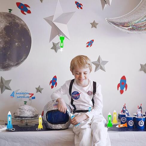 36 Pieces Mini Rocket Flashlight Keychain 4 Colors Kids Rocket Led Flashlight for Astronaut Themed Outer Space Party Favors Birthday Party in Saudi Arabia