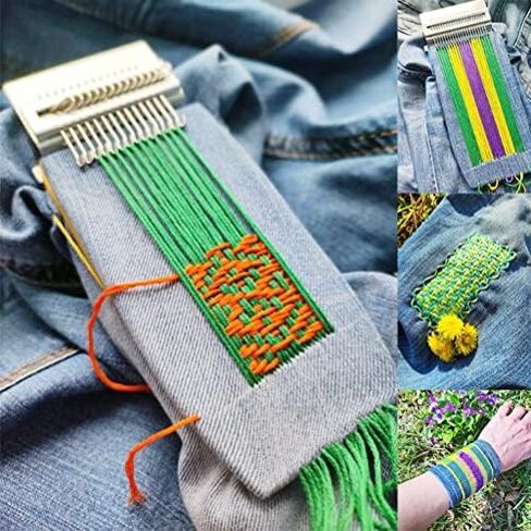 Small Weaving Loom, 14/12 Hooks Wooden Darning Loom Speedweve Type Weave Tool, Mini Knitting Machine for DIY Weaving Arts, Repair Clothes, Beginners Mending Socks (14 Hooks) in Saudi Arabia