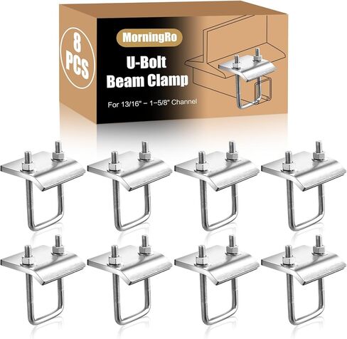 MorningRo 4 Pack U-Bolt Beam Clamp Channel to Beam Strut Clamp with Square U-Bolt and Nuts, for 13/16" - 1-5/8" Channel, Galvanized Steel in Saudi Arabia