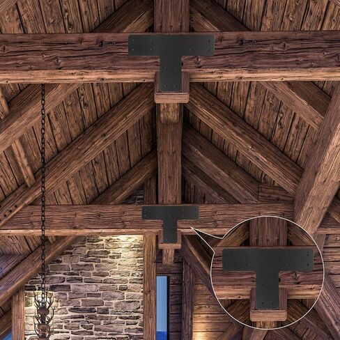 8 Pcs T Post Timber Brackets,Post to Beam Connector for Wood，Durable Steel Material Bracket, Versatile Connectivity（Black） 12*8 Inch in Saudi Arabia
