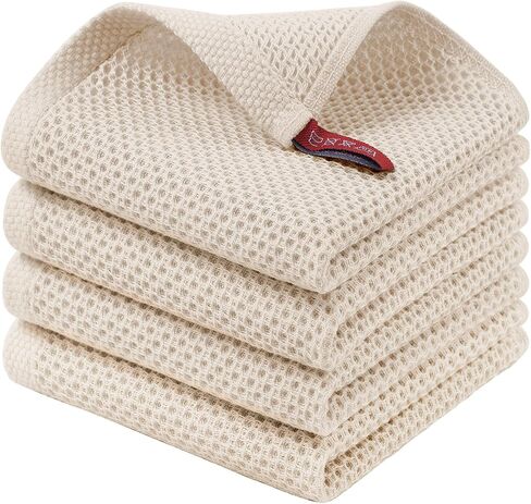 مناديل أطباق للمطبخ مصنوعة من القطن بنسبة 100% من Homaxy، 4 قطع من مناشف الأطباق فائقة النعومة ماصة، قطع قماش سريعة الجفاف، 30.48 × 30.48 سم، رمادي داكن in Kuwait