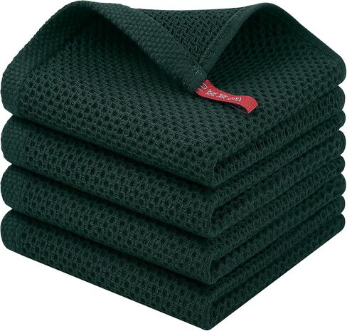 Homaxy 100% Cotton Waffle Weave Kitchen Dish Cloths, 4-Pack Ultra Soft Absorbent Dish Towels, Quick Drying Dish Rags, 12 x 12 Inches, Dark Grey in Saudi Arabia