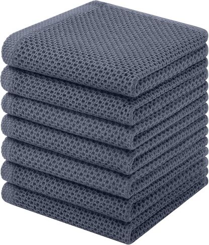 Homaxy 100% Cotton Waffle Weave Kitchen Dish Cloths, 4-Pack Ultra Soft Absorbent Dish Towels, Quick Drying Dish Rags, 12 x 12 Inches, Dark Grey in Saudi Arabia