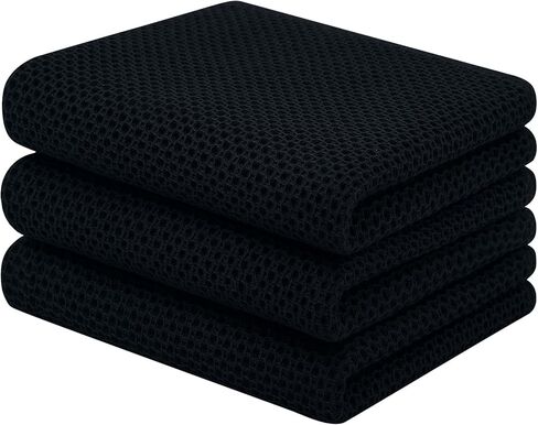 Homaxy 100% Cotton Waffle Weave Kitchen Dish Cloths, 4-Pack Ultra Soft Absorbent Dish Towels, Quick Drying Dish Rags, 12 x 12 Inches, Dark Grey in Saudi Arabia