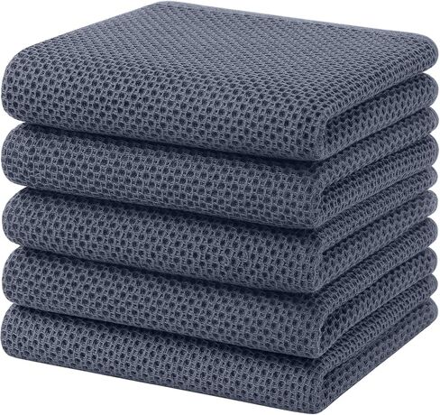 Homaxy 100% Cotton Waffle Weave Kitchen Dish Cloths, 4-Pack Ultra Soft Absorbent Dish Towels, Quick Drying Dish Rags, 12 x 12 Inches, Dark Grey in Saudi Arabia