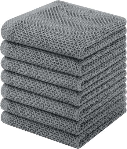 Homaxy 100% Cotton Waffle Weave Kitchen Dish Cloths, 4-Pack Ultra Soft Absorbent Dish Towels, Quick Drying Dish Rags, 12 x 12 Inches, Dark Grey in Saudi Arabia