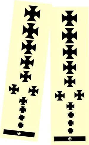 Iron Cross Maltease Cross Sticker Decal Inlay up to 24 Fret - 2 Pack - Black in Saudi Arabia
