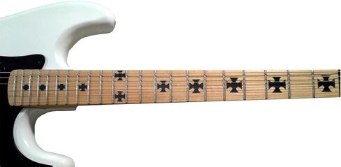 Iron Cross Maltease Cross Sticker Decal Inlay up to 24 Fret - 2 Pack - Black in Saudi Arabia