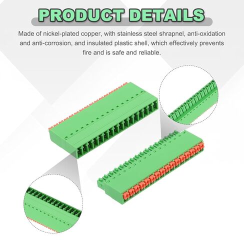 MECCANIXITY 3.5mm 0.14" Pitch Spring PCB Terminal Block Connector 16 Pin Male Female Pluggable Quick PCB Wiring Terminals for 22-16AWG Cable Mechanical Equipment, Green in Saudi Arabia