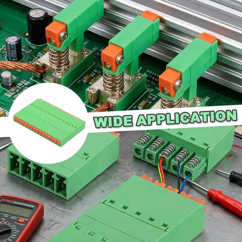 MECCANIXITY 3.5mm 0.14" Pitch Spring PCB Terminal Block Connector 16 Pin Male Female Pluggable Quick PCB Wiring Terminals for 22-16AWG Cable Mechanical Equipment, Green in Saudi Arabia