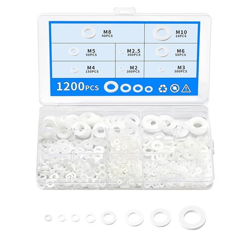 1200 Pcs Nylon Washers for Screws, Plastic Washers for Bolts, Flat WashersLocking Washer Assortment for Household & Commercial, M2 M2.5 M3 M4 M5 M6 M8 M10(Black) in Saudi Arabia