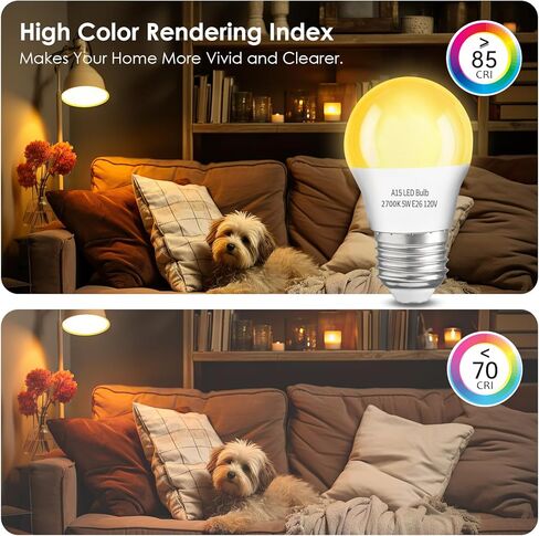 A15 مصباح LED 2 حزمة، 5W 2700K مصباح طاولة دافئ يعادل 40 واط لمبات الإضاءة، 120 فولت E26 قاعدة لمبة إضاءة صغيرة لإضاءة المنزل، غرفة النوم، المكتب، الشرفة، عكس الضوء in Saudi Arabia