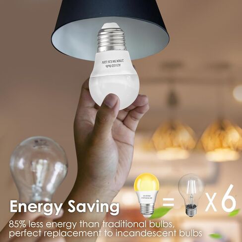 A15 مصباح LED 2 حزمة، 5W 2700K مصباح طاولة دافئ يعادل 40 واط لمبات الإضاءة، 120 فولت E26 قاعدة لمبة إضاءة صغيرة لإضاءة المنزل، غرفة النوم، المكتب، الشرفة، عكس الضوء in Saudi Arabia