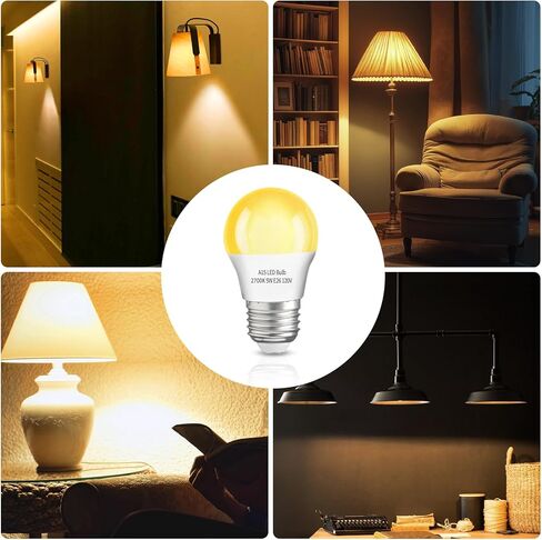 A15 مصباح LED 2 حزمة، 5W 2700K مصباح طاولة دافئ يعادل 40 واط لمبات الإضاءة، 120 فولت E26 قاعدة لمبة إضاءة صغيرة لإضاءة المنزل، غرفة النوم، المكتب، الشرفة، عكس الضوء in Saudi Arabia