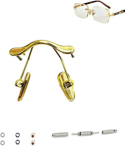 Glasses Nose Pads Arm Replacement Metal Nose Bridge Eyeglasses Parts Replacement Repair Kits(Gold) in Kuwait