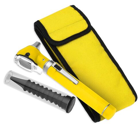 SURGICAL ONLINE Fiber Optic Mini Otoscope Rainbow Many Colors - Pocket Otoscope with Case ENT Diagnostic Set w/Extra Bulb Included (Yellow) in Saudi Arabia