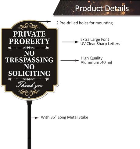 ممنوع التعدي على ممتلكات الغير، لافتة ممنوع التماس مع وتد قوي بارتفاع 35 بوصة، لافتة ملكية خاصة من الألومنيوم، محمية من الأشعة فوق البنفسجية، مقاومة للبهتان in Kuwait