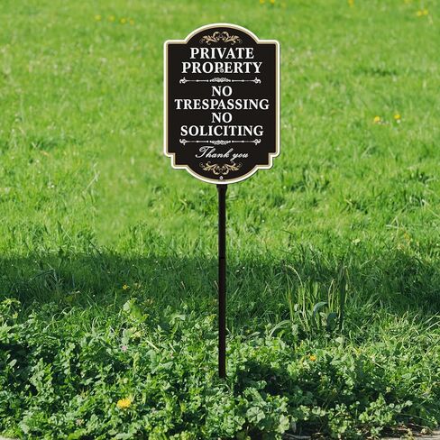 ممنوع التعدي على ممتلكات الغير، لافتة ممنوع التماس مع وتد قوي بارتفاع 35 بوصة، لافتة ملكية خاصة من الألومنيوم، محمية من الأشعة فوق البنفسجية، مقاومة للبهتان in Kuwait