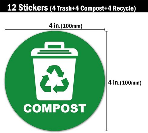 12 حزمة من ملصقات إعادة تدوير سماد القمامة لعلب القمامة، ملصقات سماد إعادة تدوير القمامة لعلب القمامة، ونفايات الفناء، وصناديق إعادة التدوير، شارات الفينيل ذاتية اللصق مقاومة للطقس في الأماكن المغلقة والخارجية، in Kuwait