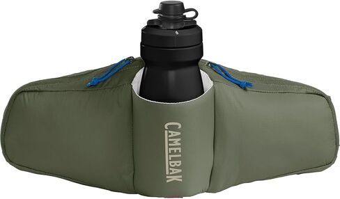 حزمة خصر CamelBak Podium Flow 2 لركوب الدراجات الجبلية وركوب الدراجات على الحصى - تحتوي على زجاجة دراجة من سلسلة Podium Dirt سعة 21 أونصة، زيتوني مغبر in Saudi Arabia