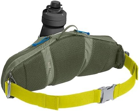 حزمة خصر CamelBak Podium Flow 2 لركوب الدراجات الجبلية وركوب الدراجات على الحصى - تحتوي على زجاجة دراجة من سلسلة Podium Dirt سعة 21 أونصة، زيتوني مغبر in Saudi Arabia