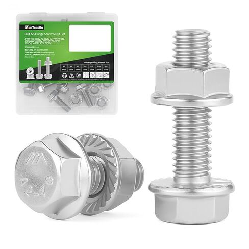 M5x20mm Flange Hex Bolts and Nuts Kit, 304 Stainless Steel Metric Screws (M5-0.8), 20 Pack Bolts and Nuts in Saudi Arabia