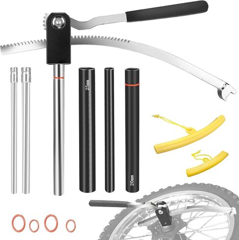 Dirt Bike Tire Changing Tool Kit - Quick Effortless Tire Changer for 16"-21" Enduro Motocross Wheels (15/17/20/25mm Axle Adapters Included) in Saudi Arabia
