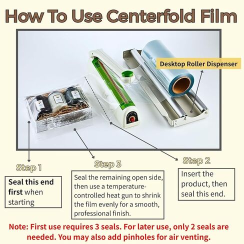 Weiwei Heat Shrink Wrap Bundle – 45cm Desktop Roller Dispenser with 12" x 500' PVC Centerfold Shrink Film, Perfect for Packaging & Sealing in Kuwait