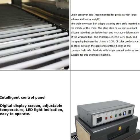 Shrink Wrap Machine with Chain Conveyor,5.5KW Thermal Shrink Tunnel Wrapper with Digital Temp Control & Visual Furnace Tunnel Design for Bottles Cans Boxes 220V in Kuwait