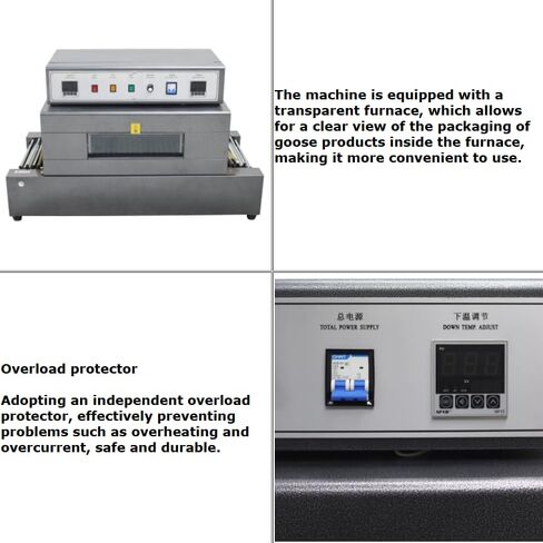 Shrink Wrap Machine with Chain Conveyor,5.5KW Thermal Shrink Tunnel Wrapper with Digital Temp Control & Visual Furnace Tunnel Design for Bottles Cans Boxes 220V in Kuwait