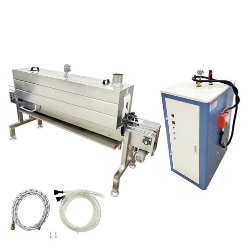 Steam Bottle Sleeve Label Shrinking Machine Bottle Sleeve Shrink Wrap Machine 5.6ft Steam Heat Bottle Label Shrink Equipment Automatic Sleeve Labeling with 24kw Generator, AC220V in Kuwait