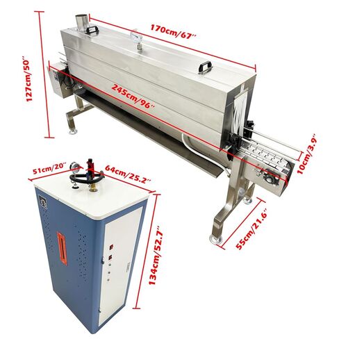 Steam Bottle Sleeve Label Shrinking Machine Bottle Sleeve Shrink Wrap Machine 5.6ft Steam Heat Bottle Label Shrink Equipment Automatic Sleeve Labeling with 24kw Generator, AC220V in Kuwait