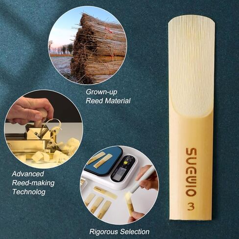 10 عبوات من قصب ألتو ساكسفون من SUEWIO، قوة 3.0، قصب ألتو ساكس التقليدية مع حقيبة محمولة، طرف قصب أرق وتصميم مقطوع غير محفوظ، مثالية للاعبي الساكسفون ذوي الخبرة in Kuwait