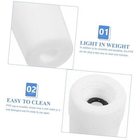 ULTECHNOVO قضيب تحريك مغناطيسي PTFE غطاء بديل لسدادة النمام لتطبيقات درجات الحرارة العالية، غطاء نهاية PTFE خفيف الوزن مقاوم للتآكل ضروري للاستخدام الصناعي في المختبر in Saudi Arabia