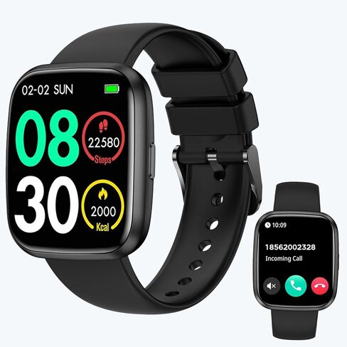 الساعات الذكية للرجال/النساء ، 1.75 "مكالمة من Bluetooth ، الساعة الذكية الصوتية منظمة العفو الدولية ، شاشة معدل ضربات القلب على مدار الساعة طوال أيام الأسبوع ، ضغط الدم/Spo2/Sleep Tracker ، IP68 مقاوم للماء ، 100+ تعقب اللياقة الرياضية لنظام Android IOS  in Kuwait