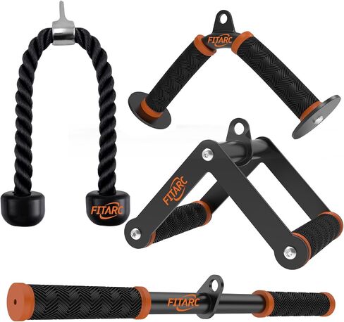 مجموعة ملحقات آلة كابل فيتارك للتمارين الرياضية والمنزلية، ملحقات منسدلة للأسفل مع مقابض مضادة للانزلاق، برتقالي in Kuwait
