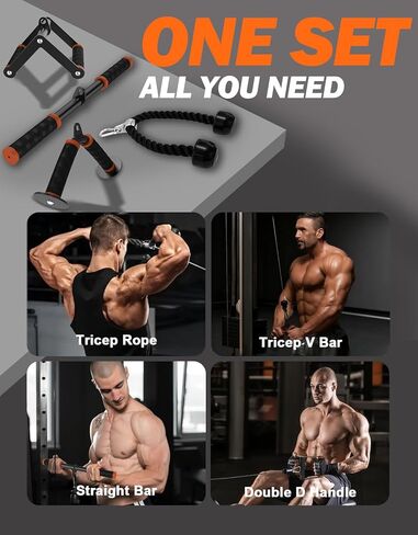 مجموعة ملحقات آلة كابل فيتارك للتمارين الرياضية والمنزلية، ملحقات منسدلة للأسفل مع مقابض مضادة للانزلاق، برتقالي in Kuwait