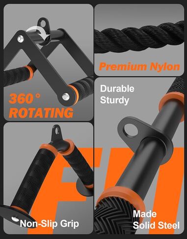 مجموعة ملحقات آلة كابل فيتارك للتمارين الرياضية والمنزلية، ملحقات منسدلة للأسفل مع مقابض مضادة للانزلاق، برتقالي in Kuwait