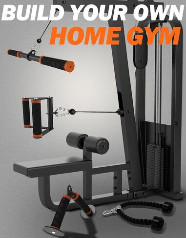 مجموعة ملحقات آلة كابل فيتارك للتمارين الرياضية والمنزلية، ملحقات منسدلة للأسفل مع مقابض مضادة للانزلاق، برتقالي in Kuwait