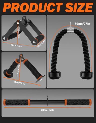 مجموعة ملحقات آلة كابل فيتارك للتمارين الرياضية والمنزلية، ملحقات منسدلة للأسفل مع مقابض مضادة للانزلاق، برتقالي in Kuwait