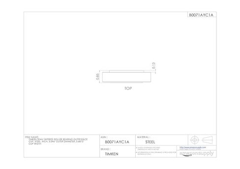 Timken 354A كأس السباق الخارجي بمحمل أسطواني مدبب، فولاذ، بوصة، القطر الخارجي 3.346 بوصة، عرض الكوب 0.6875 بوصة in Kuwait